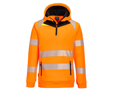 DX4 Hi-Vis 1/4 zippzáras kapucnis pulóver DX482OBR4XL