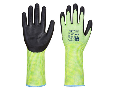 Zöld vágásbiztos kesztyű hosszú mandzsetta