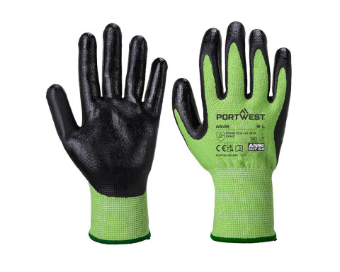 Zöld vágásbiztos nitril hab kesztyű