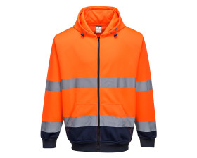 Kéttónusú zippzáras kapucnis pulóver