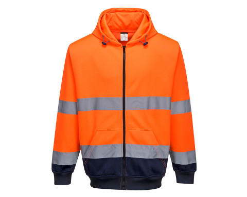 Kéttónusú zippzáras kapucnis pulóver