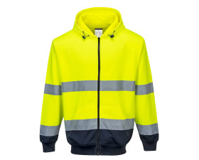 Kéttónusú zippzáras kapucnis pulóver