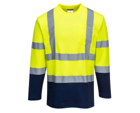 Kéttónusú, hosszú ujjú Cotton Comfort póló